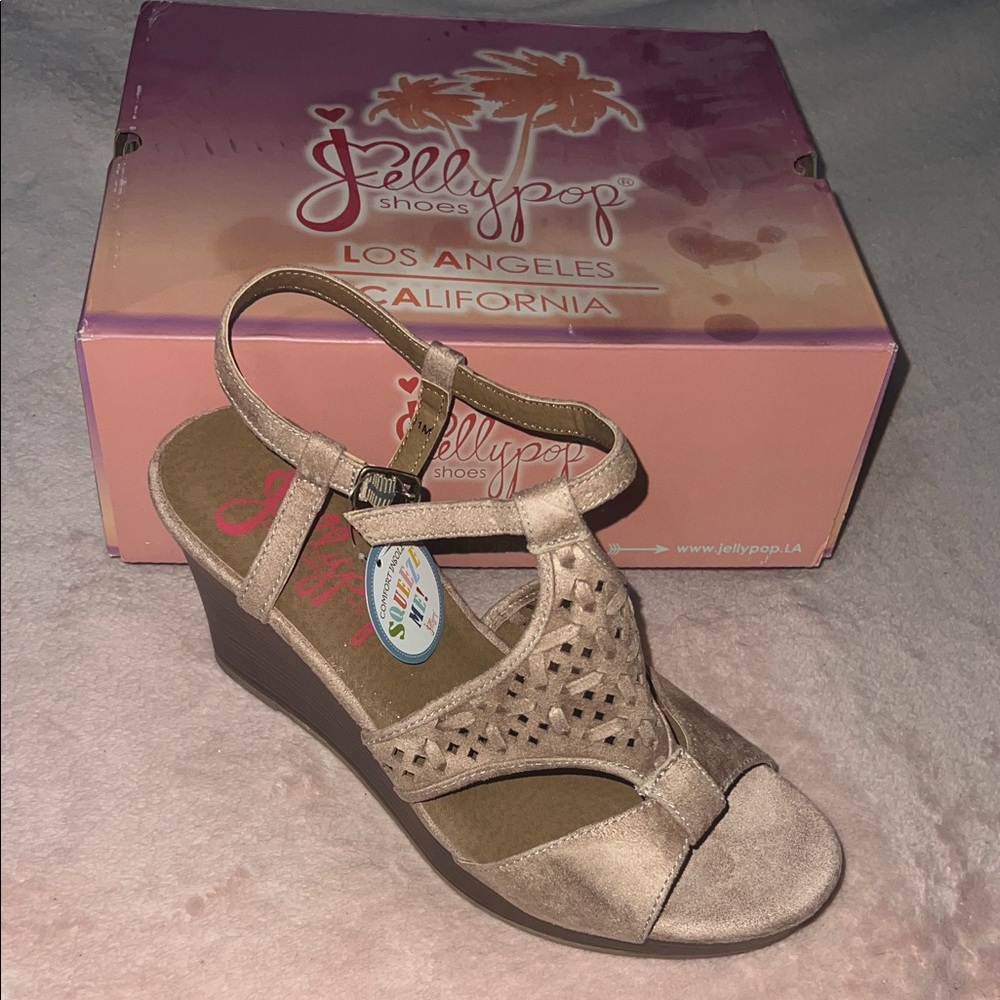 Jellypop Women's Beige Wedge Sandals